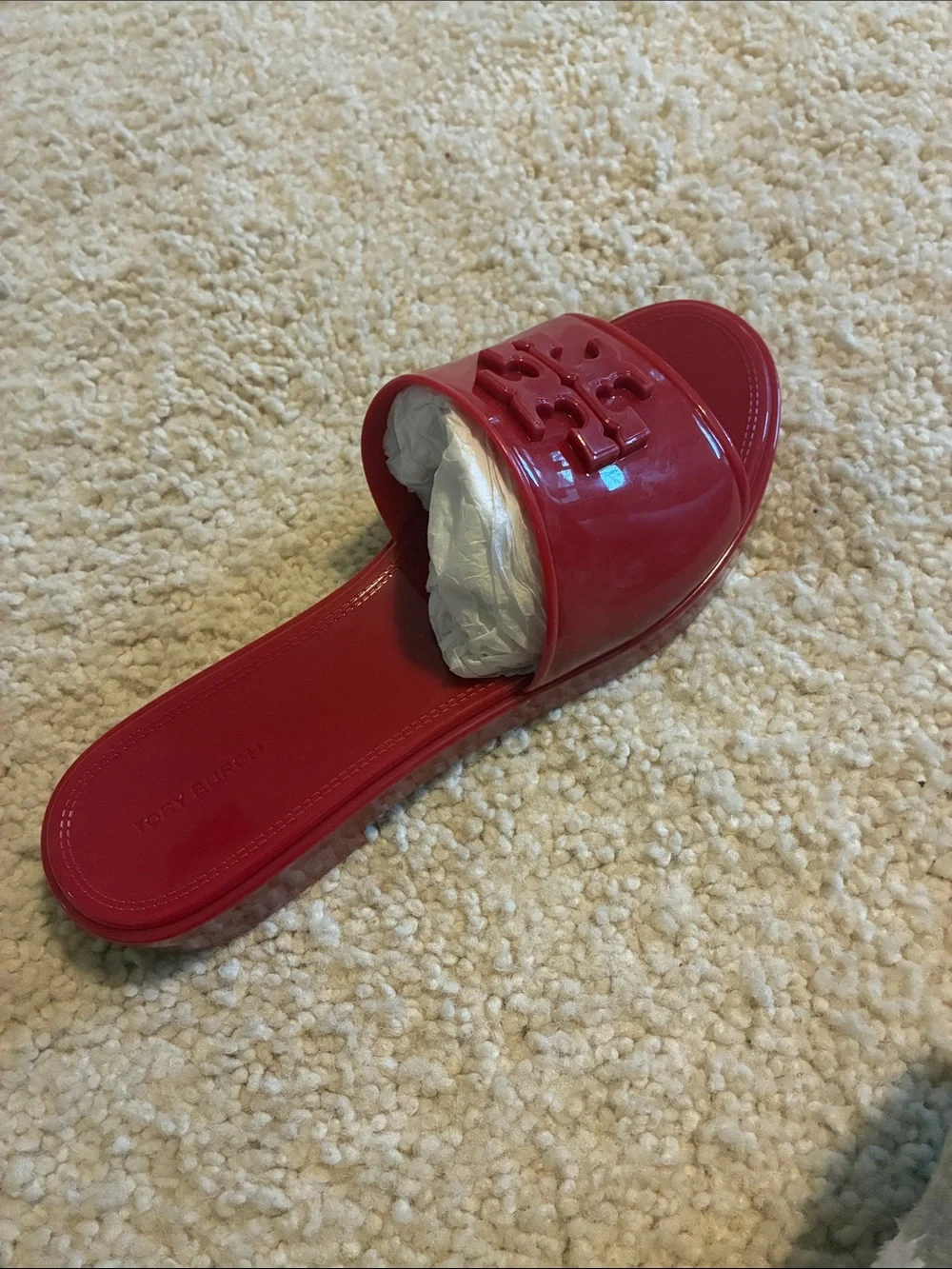 Tory Burch Red Patent Logo Slide Sandal